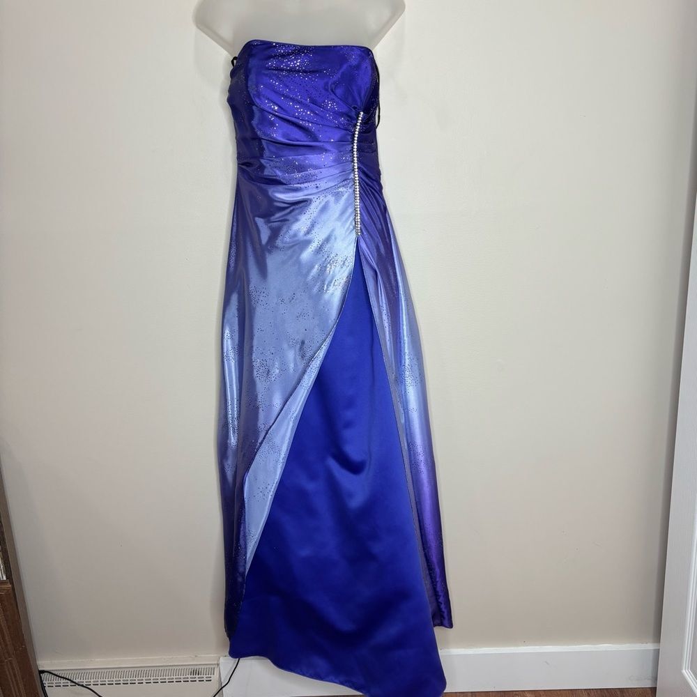 DEB Y2K Purple Prom Gown Ombré Lavender Rhinestone size 9/10 strapless